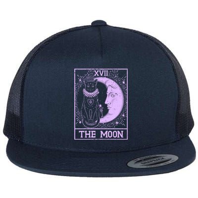 Vintage Tarot Card XVII The Moon Black Cat Flat Bill Trucker Hat