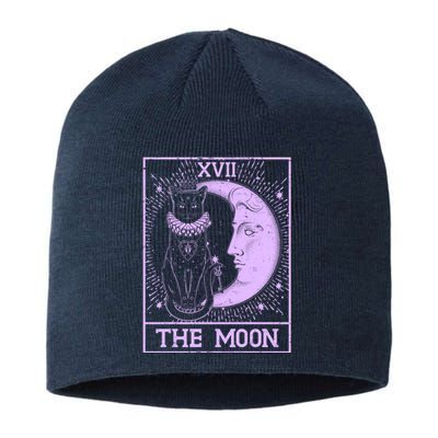 Vintage Tarot Card XVII The Moon Black Cat Sustainable Beanie