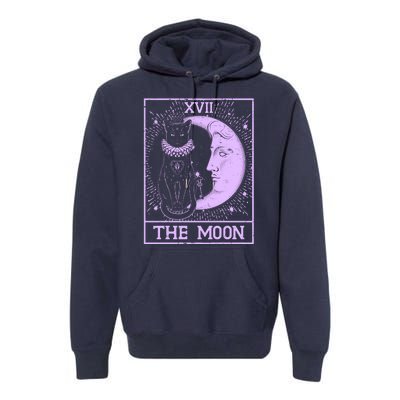 Vintage Tarot Card XVII The Moon Black Cat Premium Hoodie