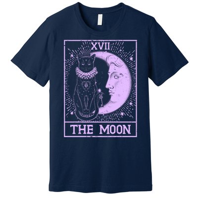 Vintage Tarot Card XVII The Moon Black Cat Premium T-Shirt