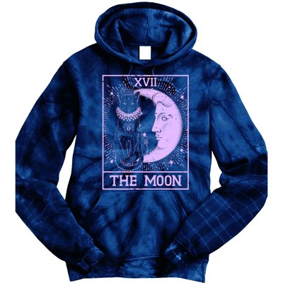 Vintage Tarot Card XVII The Moon Black Cat Tie Dye Hoodie