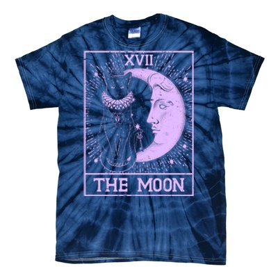 Vintage Tarot Card XVII The Moon Black Cat Tie-Dye T-Shirt