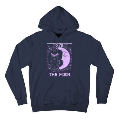 Vintage Tarot Card XVII The Moon Black Cat Tall Hoodie