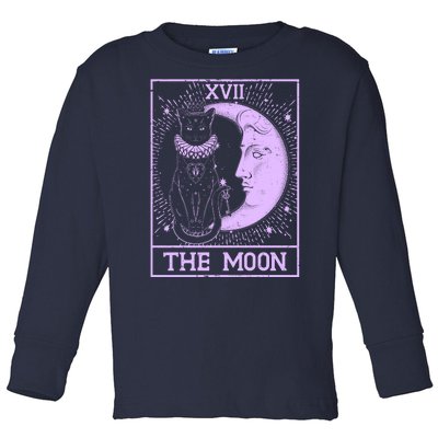 Vintage Tarot Card XVII The Moon Black Cat Toddler Long Sleeve Shirt