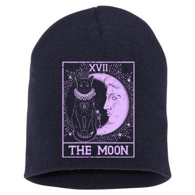 Vintage Tarot Card XVII The Moon Black Cat Short Acrylic Beanie