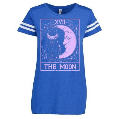 Vintage Tarot Card XVII The Moon Black Cat Enza Ladies Jersey Football T-Shirt