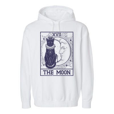 Vintage Tarot Card XVII The Moon Black Cat Garment-Dyed Fleece Hoodie