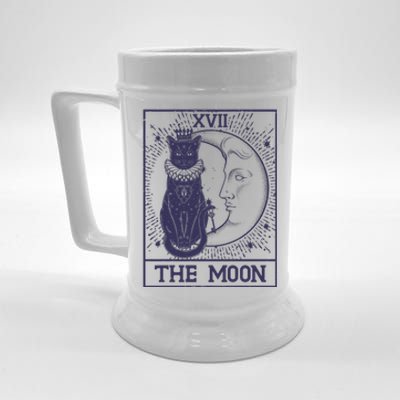 Vintage Tarot Card XVII The Moon Black Cat Beer Stein