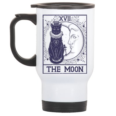 Vintage Tarot Card XVII The Moon Black Cat Stainless Steel Travel Mug