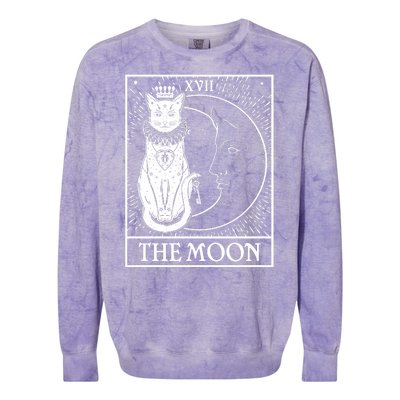 Vintage Tarot Card XVII The Moon Cat Colorblast Crewneck Sweatshirt