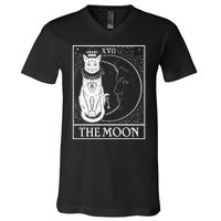 Vintage Tarot Card XVII The Moon Cat V-Neck T-Shirt