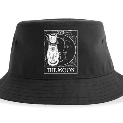 Vintage Tarot Card XVII The Moon Cat Sustainable Bucket Hat