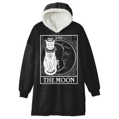 Vintage Tarot Card XVII The Moon Cat Hooded Wearable Blanket