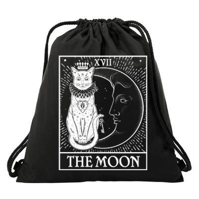 Vintage Tarot Card XVII The Moon Cat Drawstring Bag