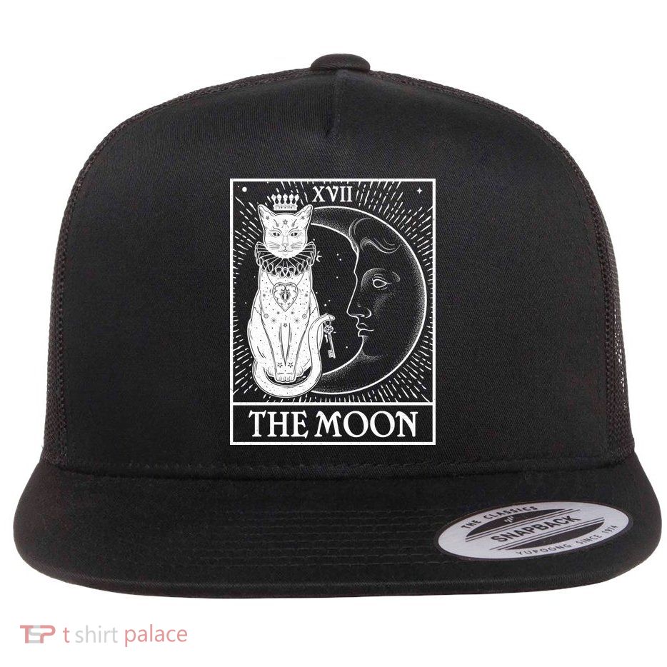 Vintage Tarot Card XVII The Moon Cat Flatbill Hat