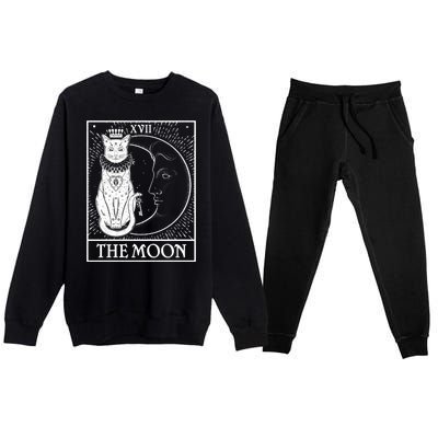 Vintage Tarot Card XVII The Moon Cat Premium Crewneck Sweatsuit Set