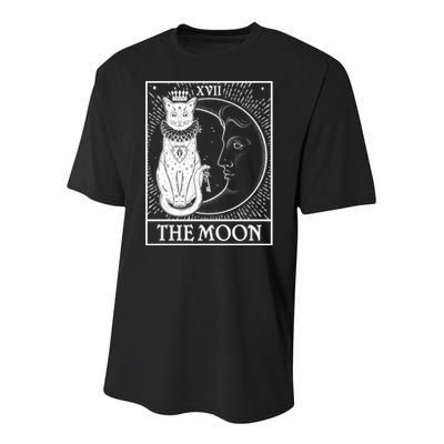 Vintage Tarot Card XVII The Moon Cat Youth Performance Sprint T-Shirt