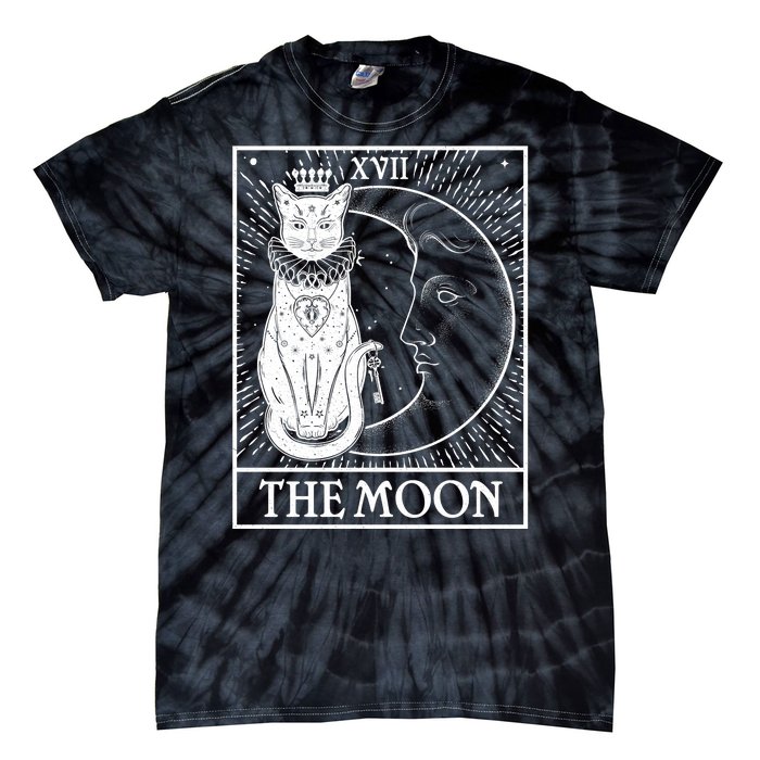 Vintage Tarot Card XVII The Moon Cat Tie-Dye T-Shirt