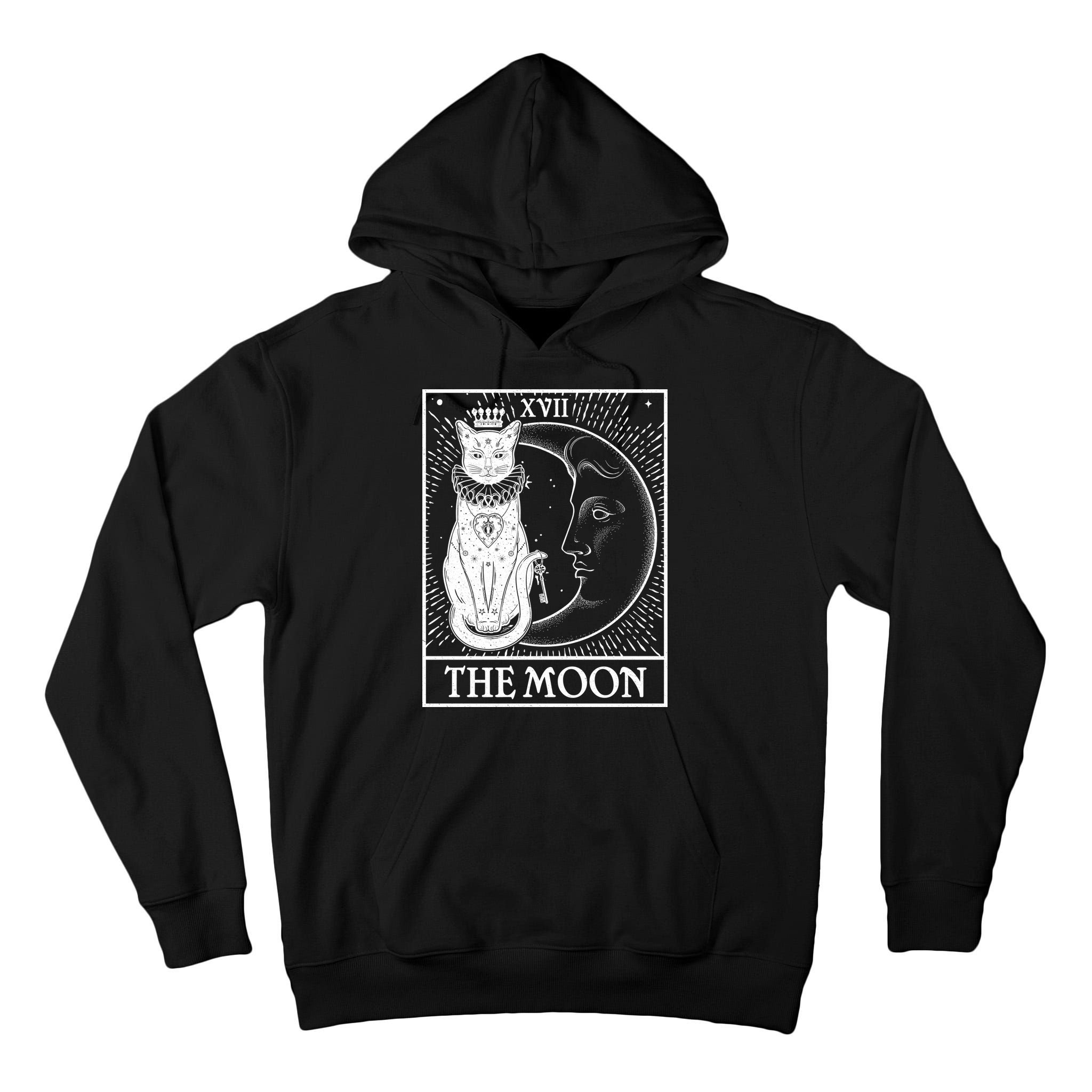 Vintage Tarot Card XVII The Moon Cat Tall Hoodie