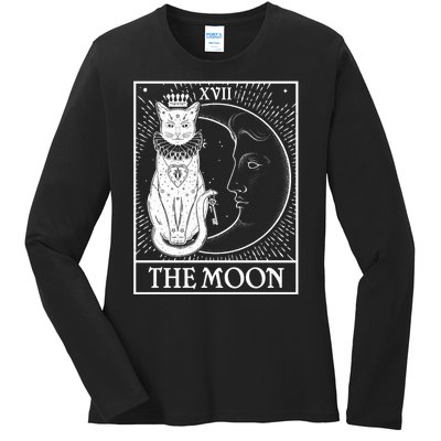 Vintage Tarot Card XVII The Moon Cat Ladies Long Sleeve Shirt