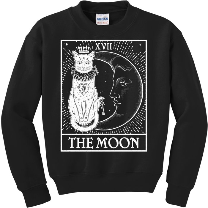 Vintage Tarot Card XVII The Moon Cat Kids Sweatshirt