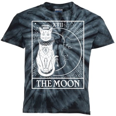 Vintage Tarot Card XVII The Moon Cat Kids Tie-Dye T-Shirt