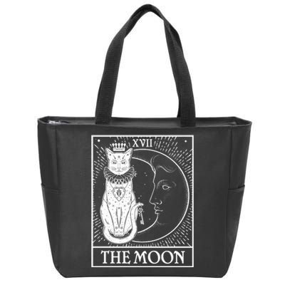 Vintage Tarot Card XVII The Moon Cat Zip Tote Bag