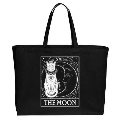 Vintage Tarot Card XVII The Moon Cat Cotton Canvas Jumbo Tote