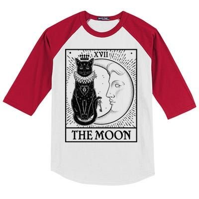 Vintage Tarot Card XVII The Moon Cat Kids Colorblock Raglan Jersey