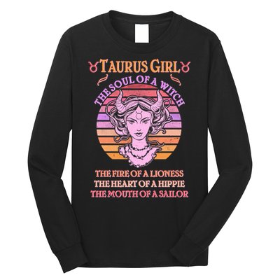 Vintage Taurus Girl Zodiac Birthday Long Sleeve Shirt