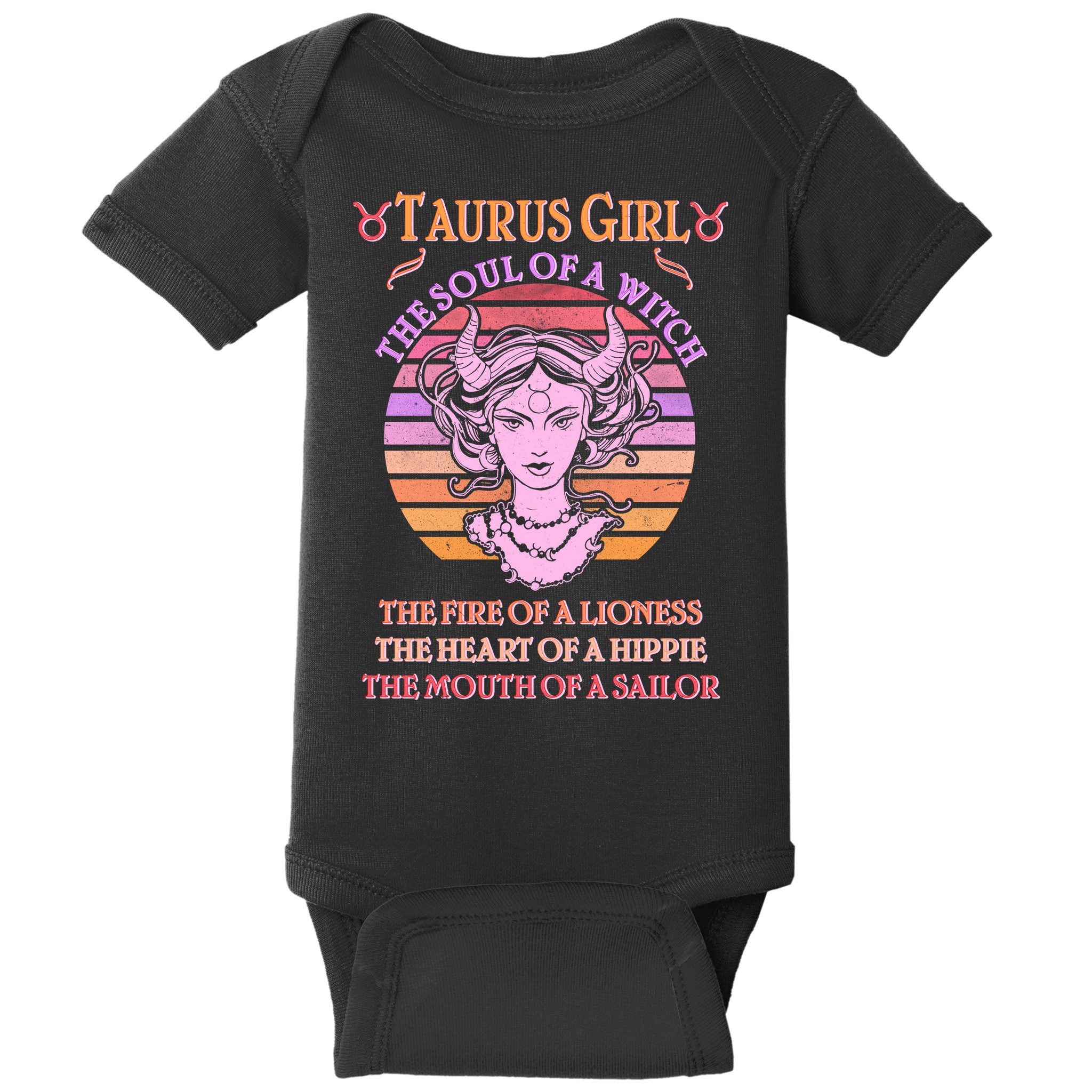 Vintage Taurus Girl Zodiac Birthday Baby Bodysuit