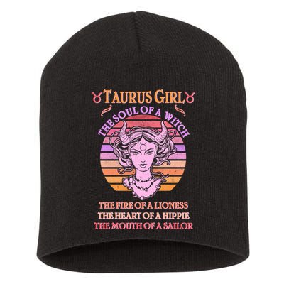 Vintage Taurus Girl Zodiac Birthday Short Acrylic Beanie