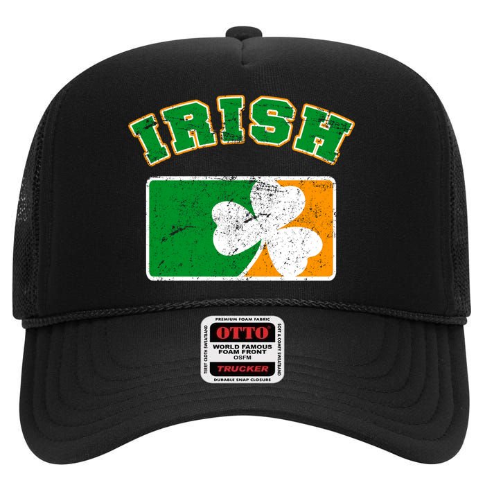 Vintage Team Irish Flag St. Patrick's Day High Crown Mesh Back Trucker Hat