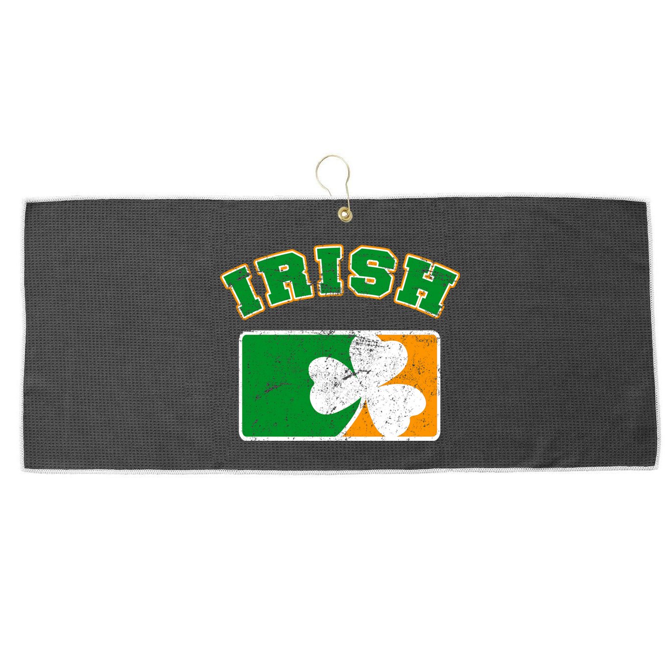 Vintage Team Irish Flag St. Patrick's Day Large Microfiber Waffle Golf Towel