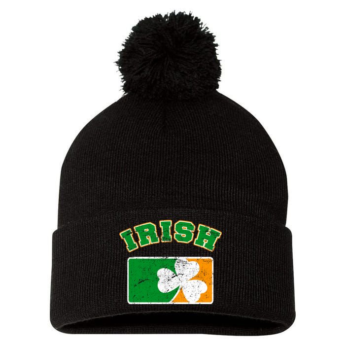 Vintage Team Irish Flag St. Patrick's Day Pom Pom 12in Knit Beanie