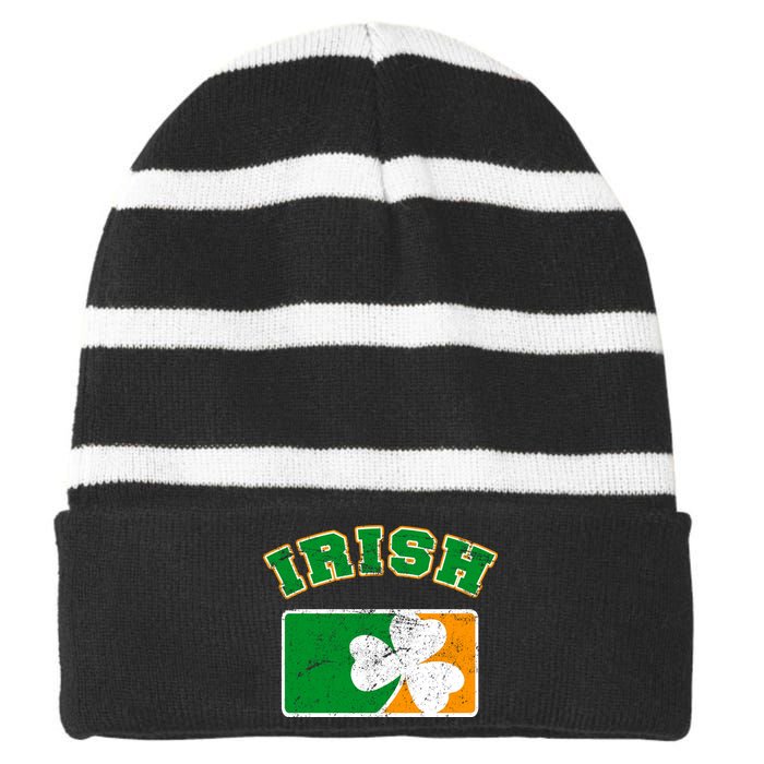 Vintage Team Irish Flag St. Patrick's Day Striped Beanie with Solid Band