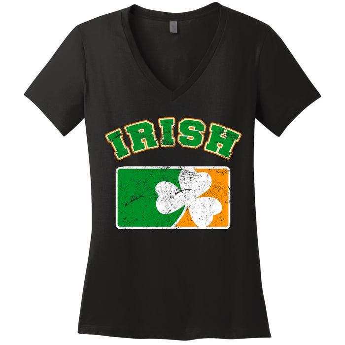 Vintage Team Irish Flag St. Patrick's Day Women's V-Neck T-Shirt