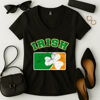 Vintage Team Irish Flag St. Patrick's Day Women's V-Neck T-Shirt