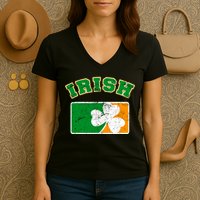 Vintage Team Irish Flag St. Patrick's Day Women's V-Neck T-Shirt