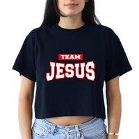 Vintage Team Jesus Funny Christian Crop Top