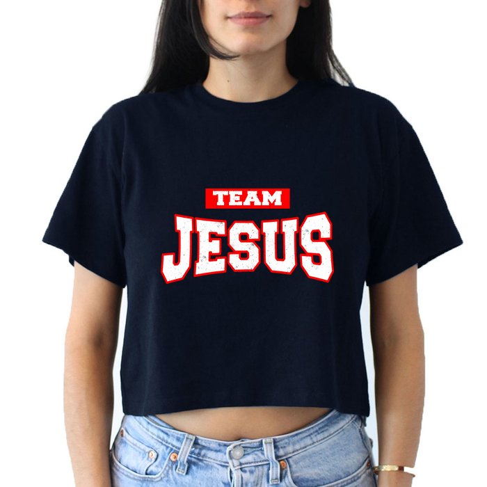 Vintage Team Jesus Funny Christian Crop Top