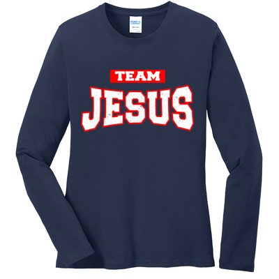 Vintage Team Jesus Funny Christian Ladies Long Sleeve Shirt