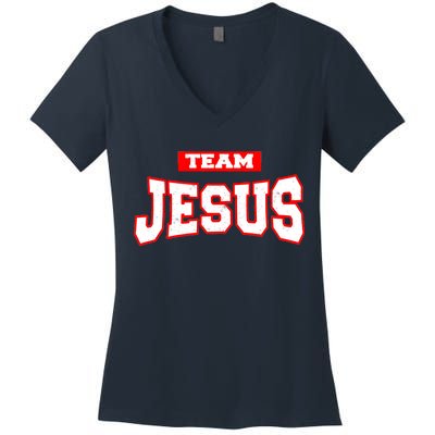 Vintage Team Jesus Funny Christian Women's V-Neck T-Shirt