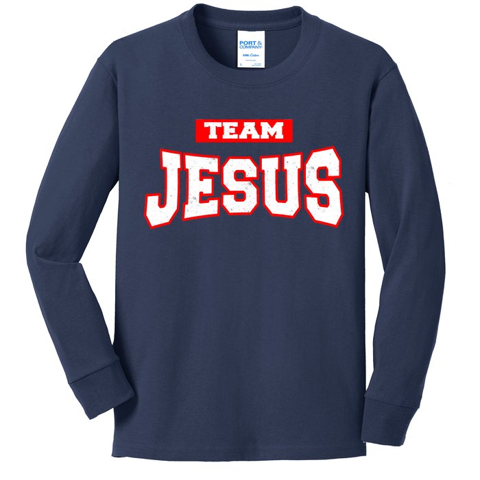 Vintage Team Jesus Funny Christian Kids Long Sleeve Shirt