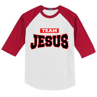 Vintage Team Jesus Funny Christian Kids Colorblock Raglan Jersey