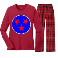 Vintage Tennessee State Flag Women's Long Sleeve Flannel Pajama Set 