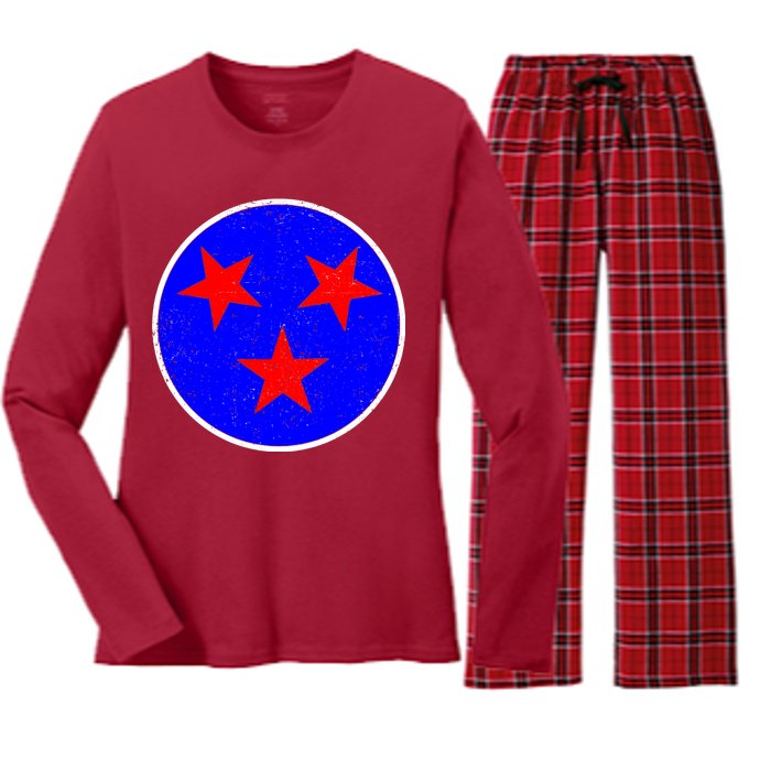 Vintage Tennessee State Flag Women's Long Sleeve Flannel Pajama Set 