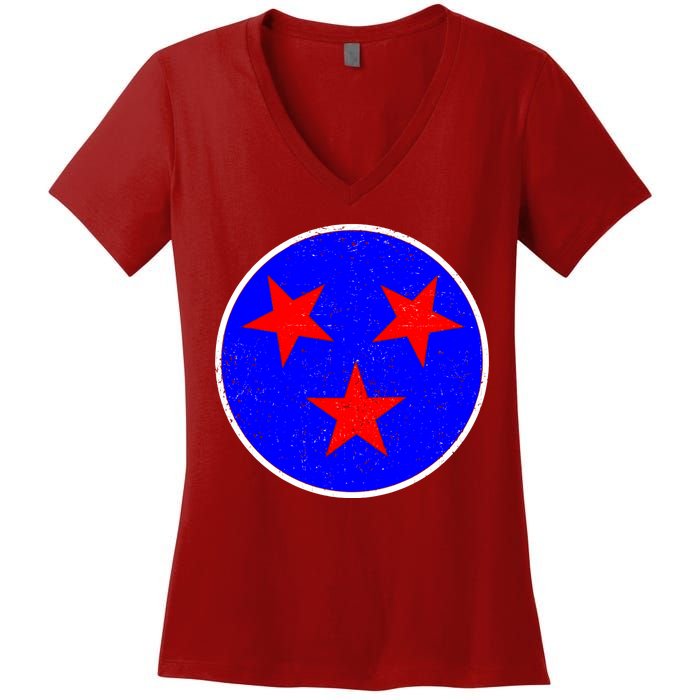 Vintage Tennessee State Flag Women's V-Neck T-Shirt