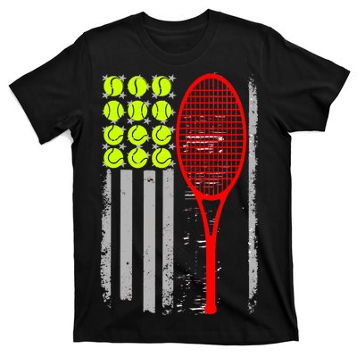 Vintage Tennis American Flag USA  T-Shirt