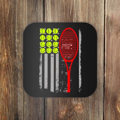 Vintage Tennis American Flag USA  Coaster